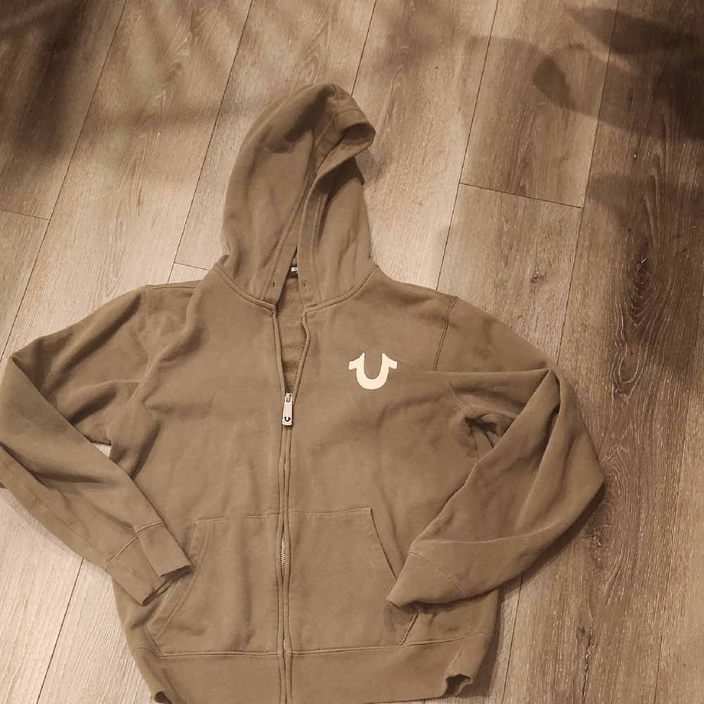 True Religion Olive Green Fleece Hoodie